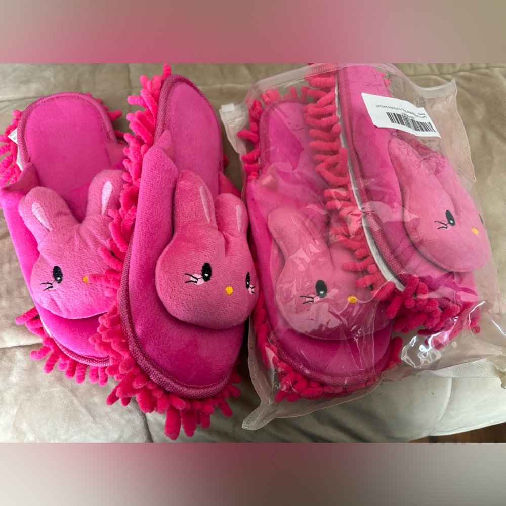 Two pairs of bunny mopping slippers
